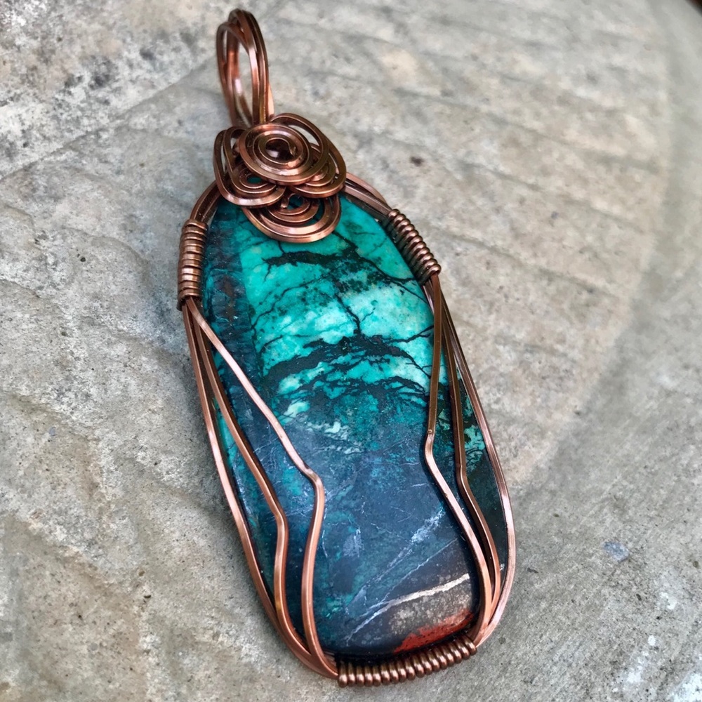 Sunset jasper wrapped pendant